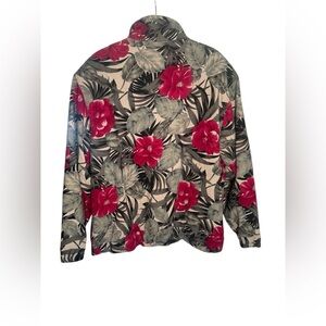 Vital Zone y2k 100% Silk vintage floral jacket shoulder pads 80’s‎ Spring
